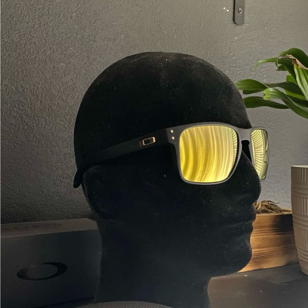 Black Oakley Holbrook XL Sunglasses with Gold Lenses